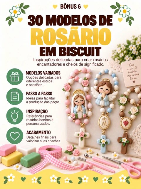 Capa do Bônus #6 — 30 Modelos de Rosário em Biscuit