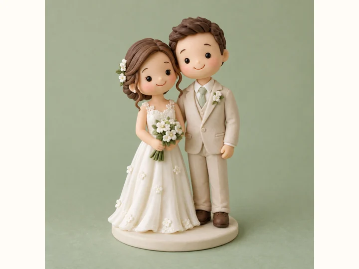 Casal de noivos em biscuit — imagem ilustrativa
