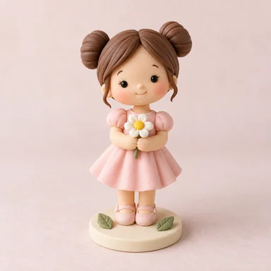 Menina de biscuit com vestido rosa e margarida — imagem ilustrativa
