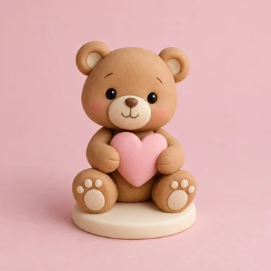 Ursinho de biscuit com coração rosa — imagem ilustrativa